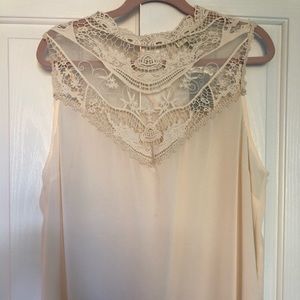Lace and Chiffon Top in Cream